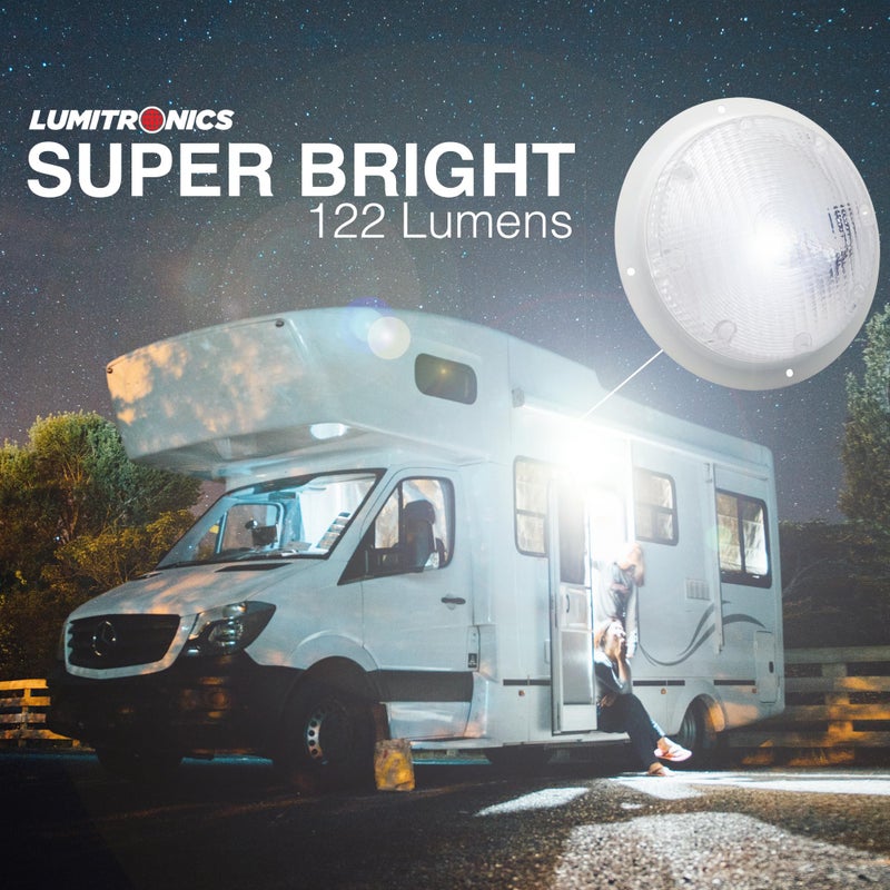 Lumitronics RV Trailer Camper 5th Wheel LED Round Surface Mount Scare Light, Mounting Gasket Included (White) - Image 2